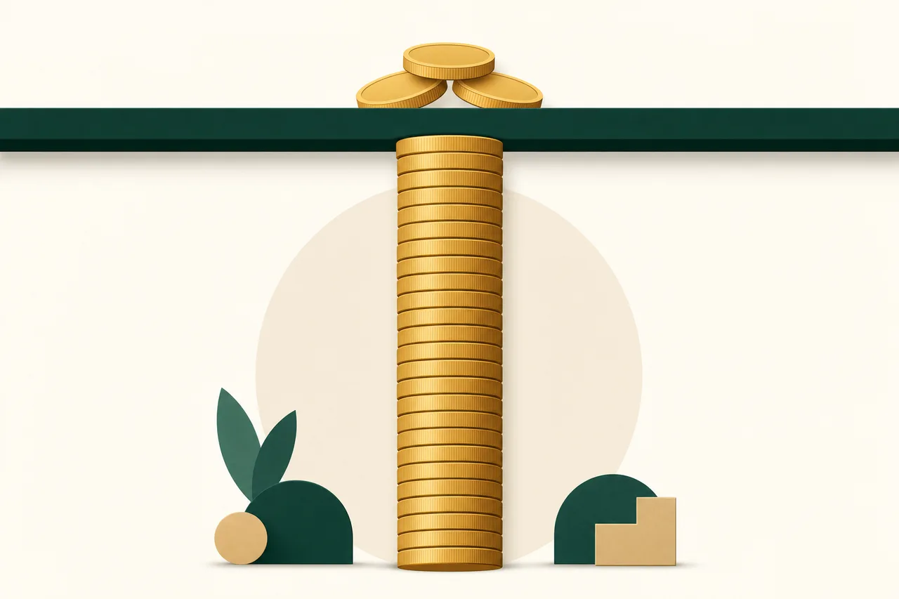 Pila de monedas bloqueada por una barra horizontal, ilustrando el tope máximo de retiro